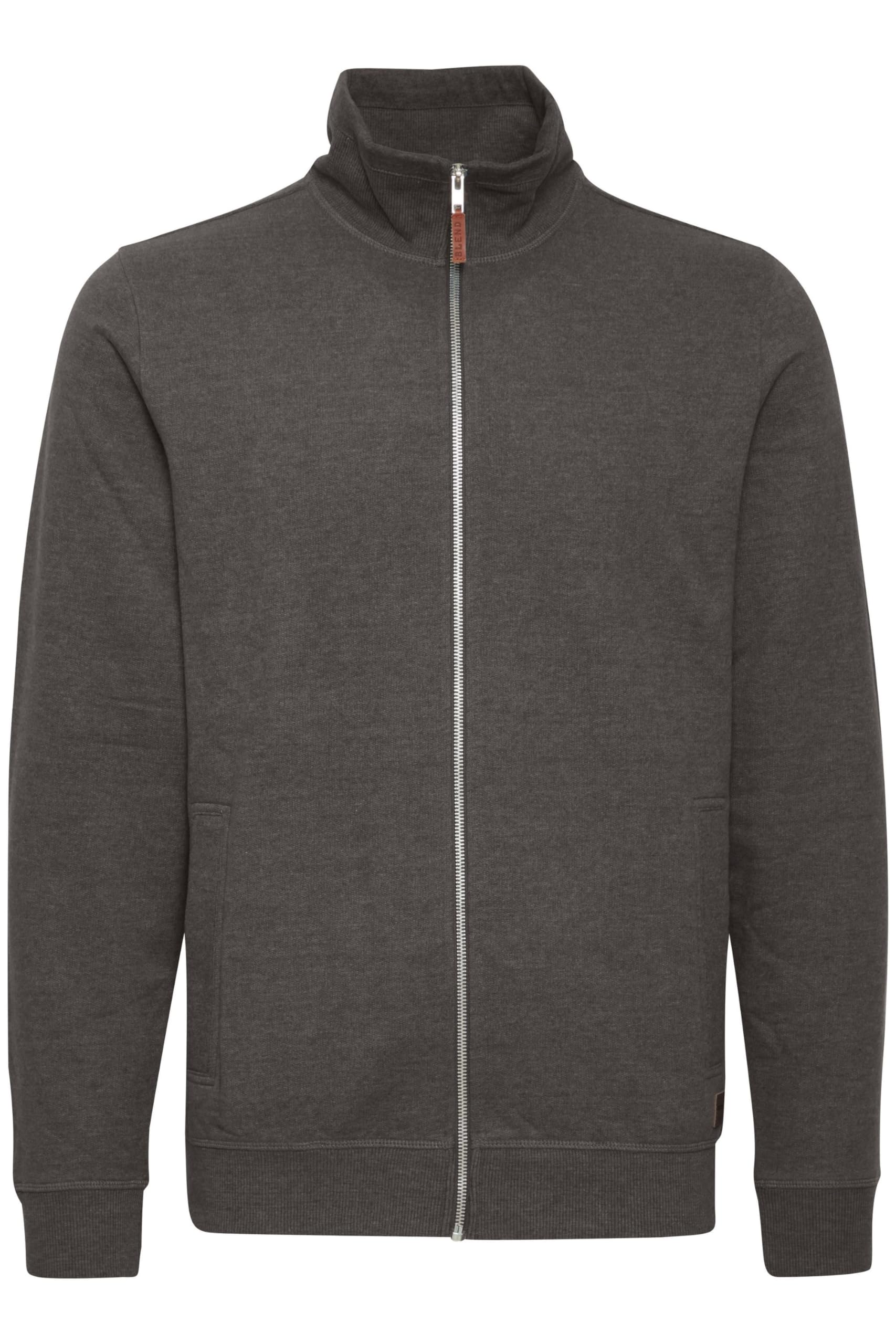 BLEND BHAlio Homme Veste en Sweat Cardigan Sweatshirt avec Fermeture éclair Col Montant Poignets côtelés Mélange de Coton Regular Fit