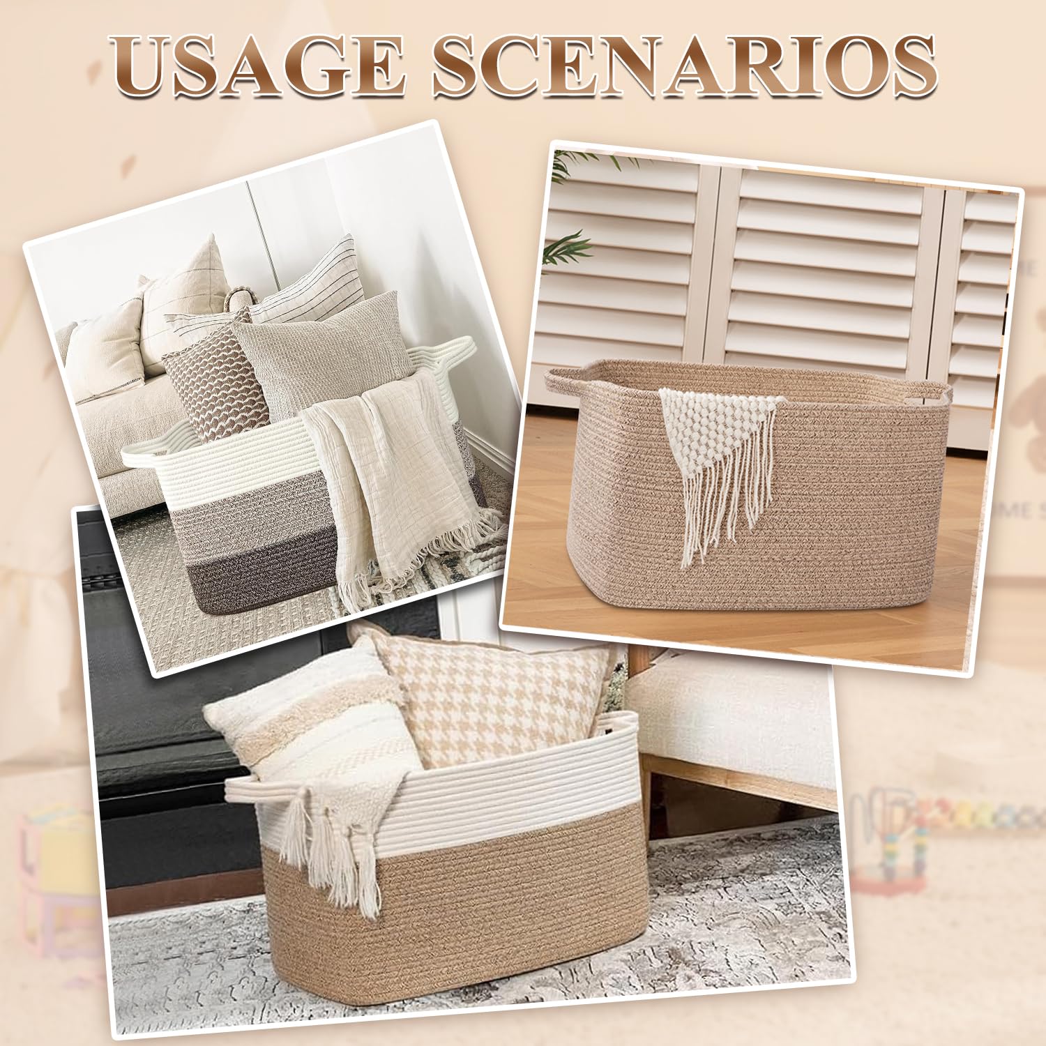 Esteopt Cestas de almacenamiento plegables extragrandes de 85 litros con asas, caja organizadora de tela resistente para juguetes, mantas, ropa de temporada, diseño plegable que ahorra espacio (60 x
