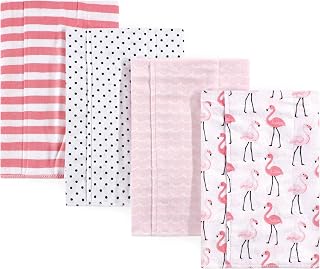 Hudson Baby Unisex Baby Cotton Flannel Burp Cloths, Flamingos, One Size