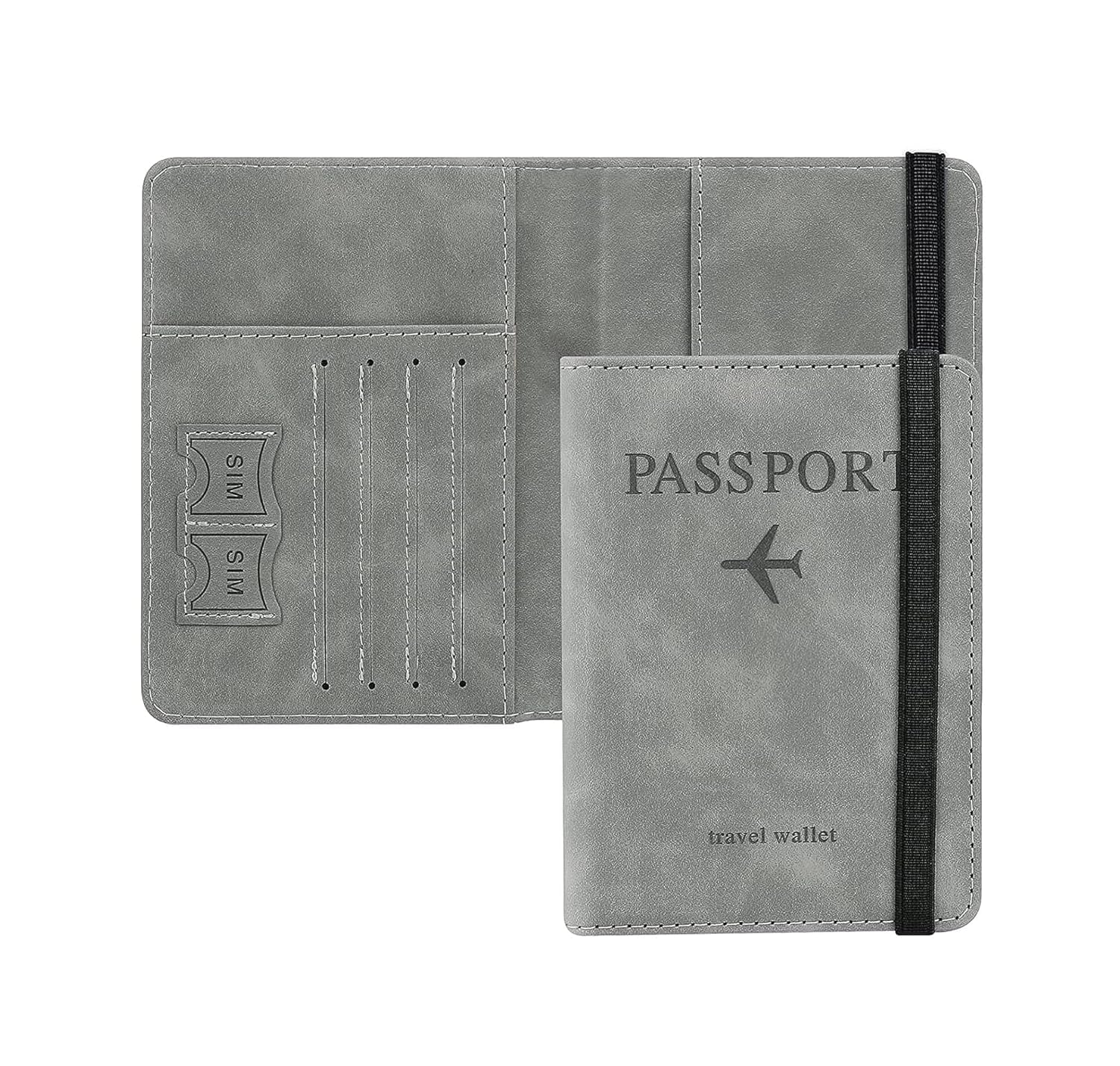 Protector Grey Passport Holder Travel Wallet Organiser, Passport Case with PU Leather Travel Document Holder for Men & Women Travel Accessories-image-18