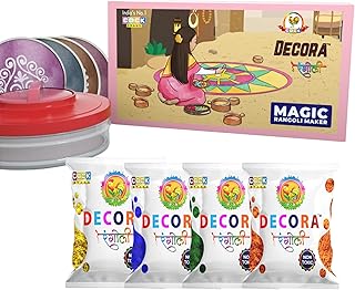 Decora Magic Rangoli Maker Kit – Includes 4 Assorted Rangoli Powder Colo...