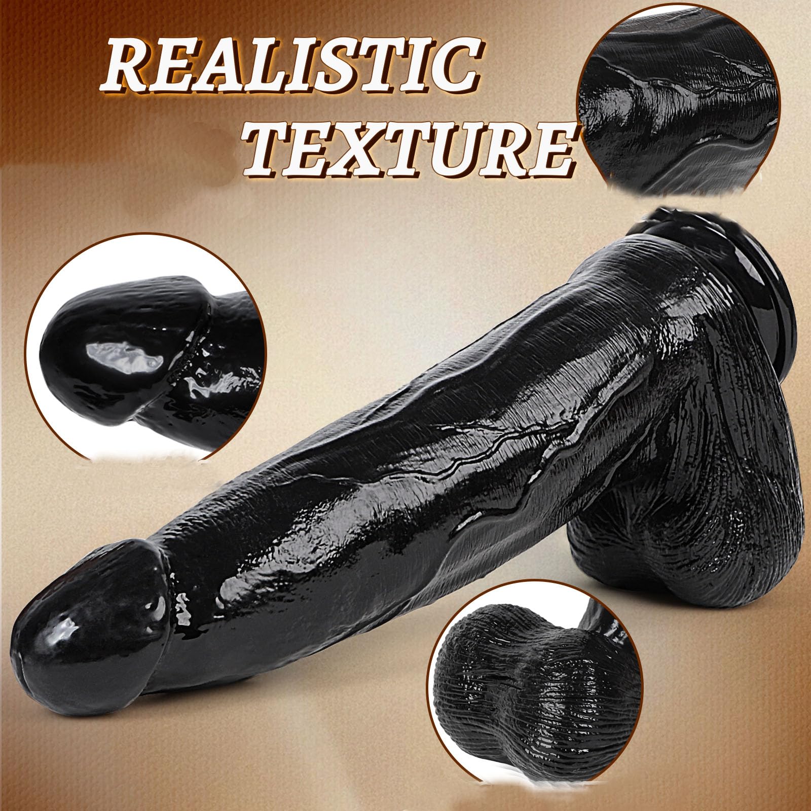 32 cm Consolador XXL Gigante Realista y 7 cm de Ancho Diámetro, Consolador Gigante Negro con Ventosa Fuerte, Juguete Sexual Grueso y Grande para Adultos, Hombres y mujeres