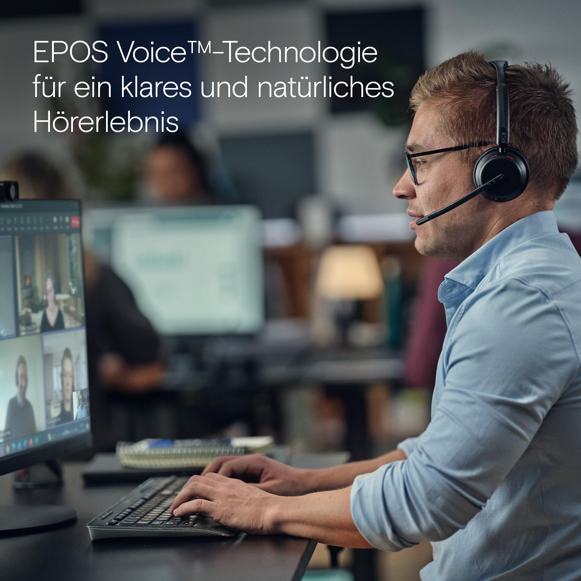 EPOS Impact 1061T ANC Professionelles Bluetooth Headset - Beidseitig, Adaptive ANC, EPOS AI Spracherkennung, BrainAdapt Technologie