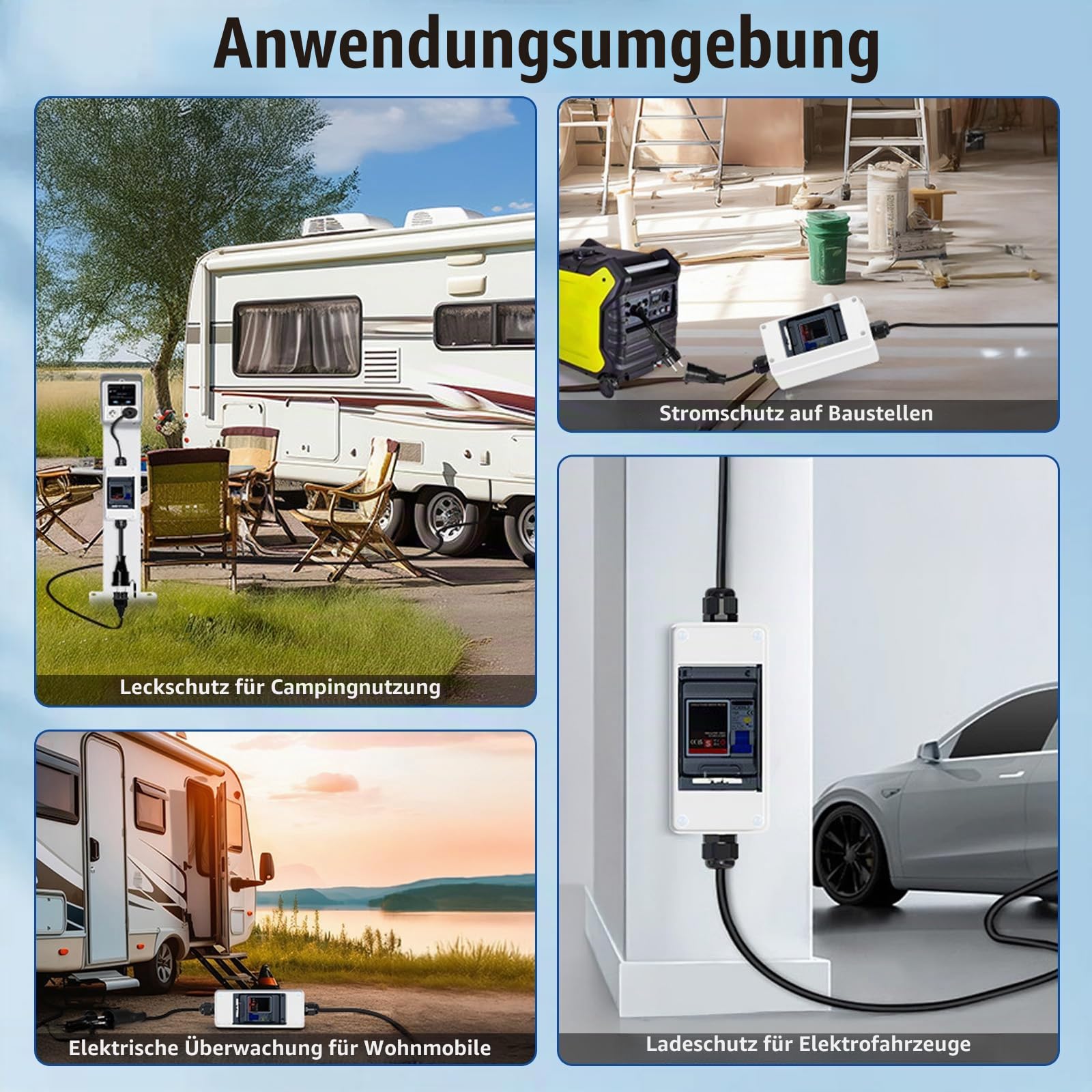 Mobiler Digitaler Stromzähler für Steckdose 80A 230V – IP65 Wasserdich Stromverbrauchsmesser, Tragbar Outdoor stromzähler mit Reset für Wohnmobile und Haushaltsanwendungen