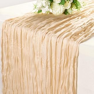 Beige Cheesecloth Table Runner 10FT Rustic Gauze Cheese Cloth Dining Table Decor Runners Long for Wedding Party Bridal Shower Baby Birthday Decorations 1Pack 35x120 Inches