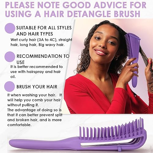 Miniatura 3 de Cepillo desenredante para cabello húmedo, 3 piezas, cepillo para el cabello para mujeres, cepillo desenredante para cabello rizado, peine de dientes