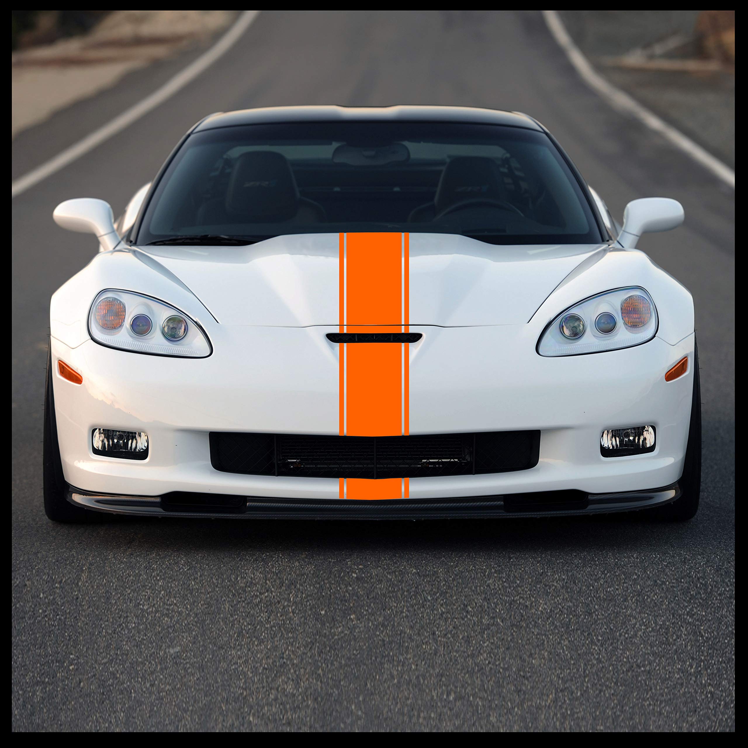 Sticker Connection | Racing Stripes | Hood Rally Vinyl Race Stripes | (7"x72", Orange)