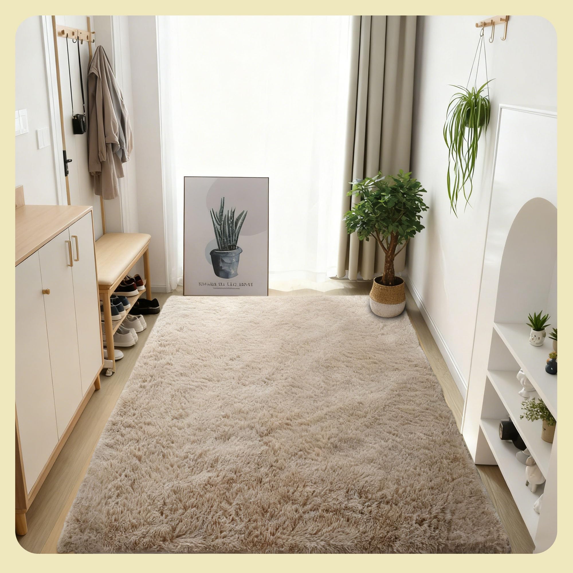 Tapis de Salon Lavable en Machine 230x330cm Chameau