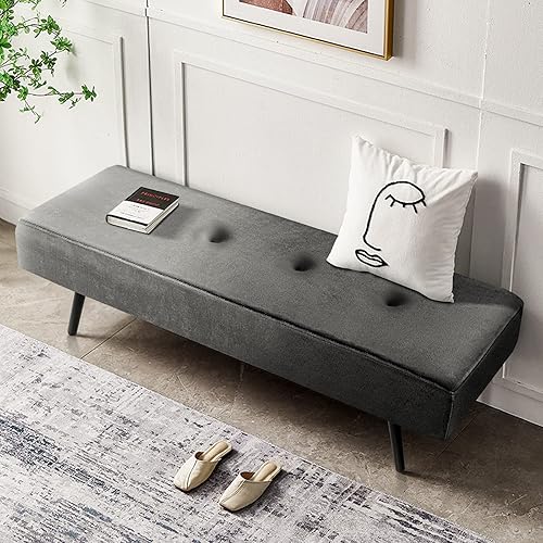 Miniatura 7 de Banco de entrada  Banco verde para dormitorio, moderno extremo otomano de cama, bancos acolchados de terciopelo para sala de estar, vestíbulo,