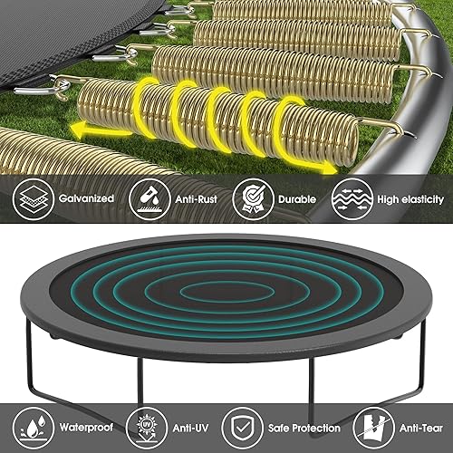 Miniatura 3 de Tranpoline - Tranpoline de 16 pies, 15 pies, 14 pies, 12 pies, 10 pies, 8 pies, tranpolina para niños y adultos, 1500 libras Tranpoline con aro de