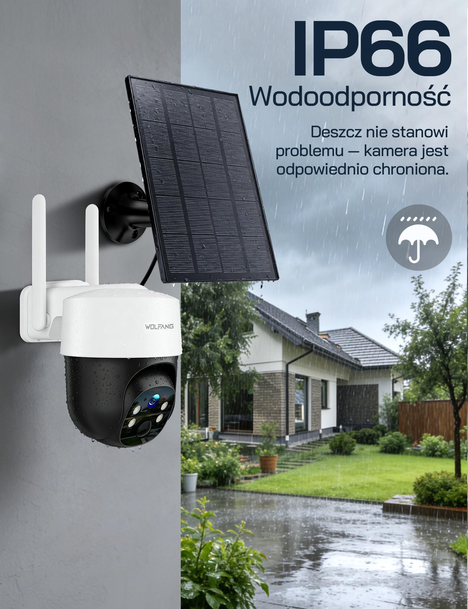 WOLFANG Kamera przyrodnicza, 4G LTE kamera komórkowa zasilana energią słoneczną z widokiem 2,5 K wideo na żywo, regulacja nachylenia 355°, zdalna regulacja 110°, kamera bezpieczeństwa z noktowizorem