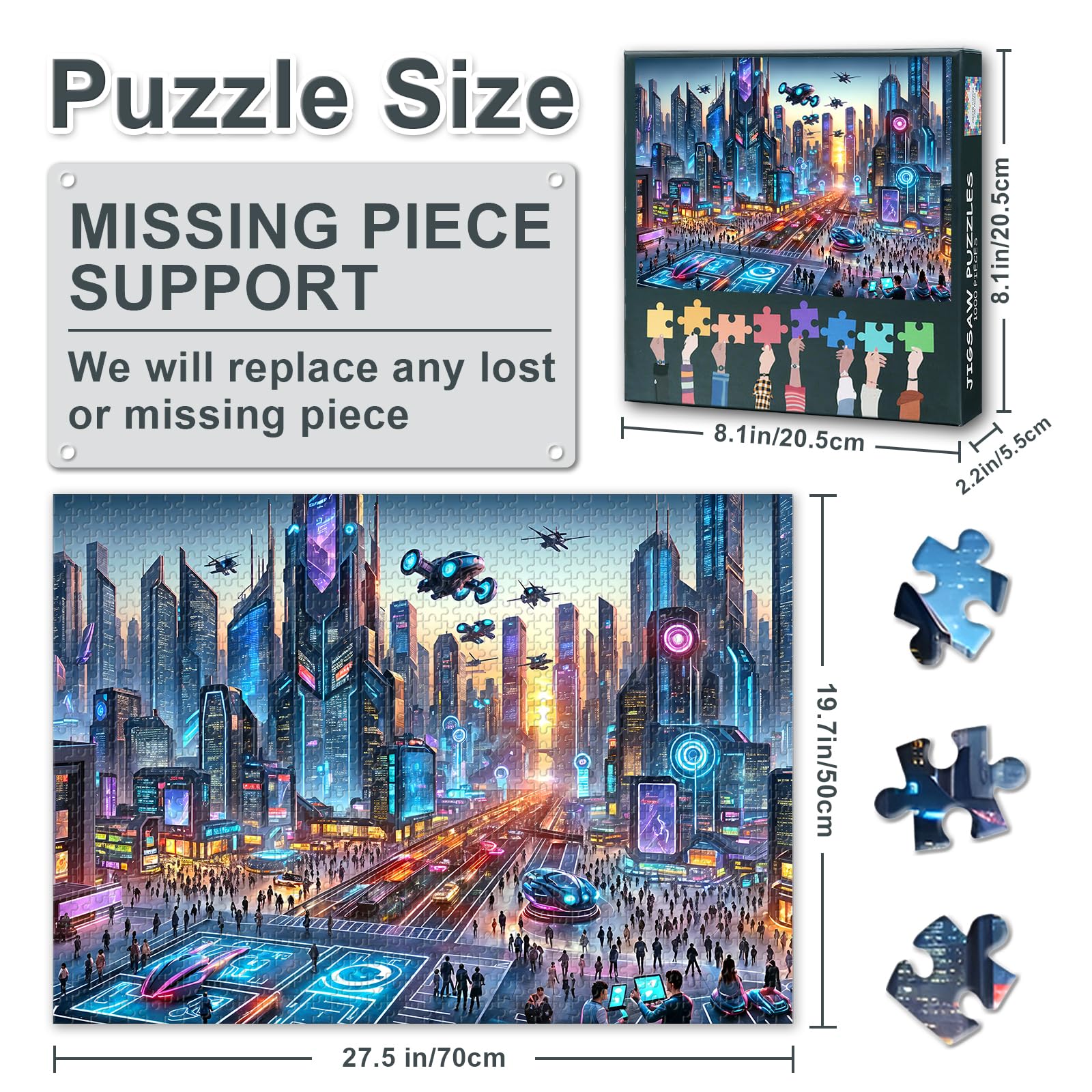 Premium Jigsaw Puzzles UK, Futuristic Cityscape at Dusk - Image 3