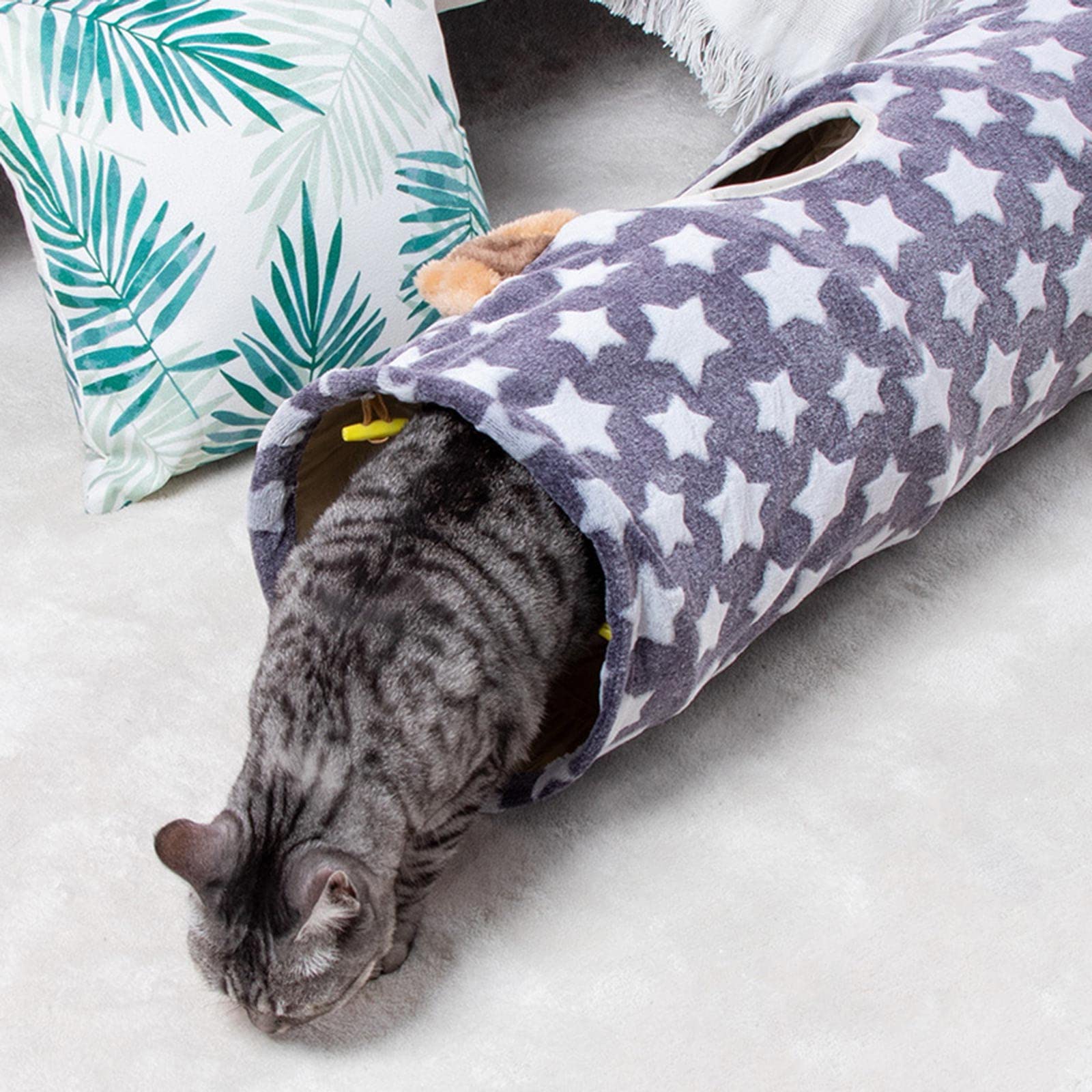 Tunnel per Gatti Casa a Scomparsa per Animali Domestici Nascondiglio Caldo Tubo Tenda da Gioco Letto per Gattini Palle Giocattolo interattive Case per Letti per Gatti all ' Aperto