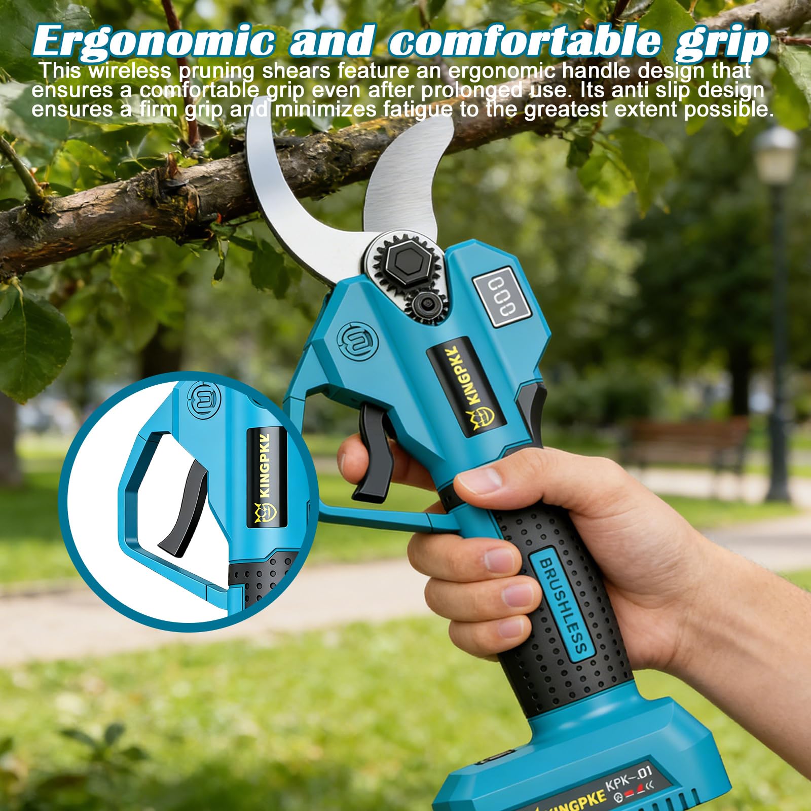 Coupe-branches sans fil professionnel compatible avec Makita 18 V 25 mm Sécateur électrique avec écran LCD pour élaguer les arbres et les arbres fruitiers (sans batterie)
