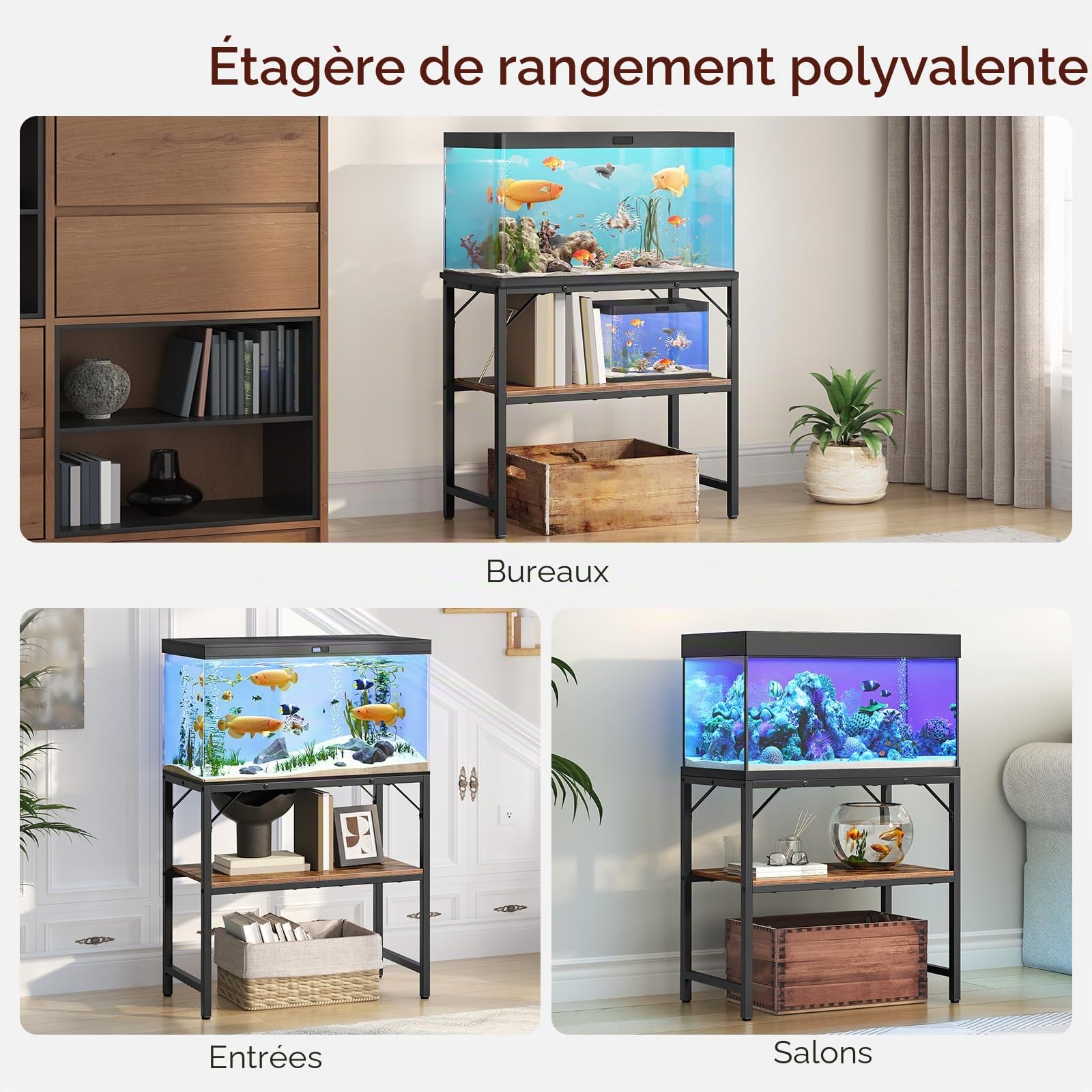 MAHANCRIS Support pour aquarium 30 gallons avec étagères 2 niveaux 76,2 cm L x 30 cm P