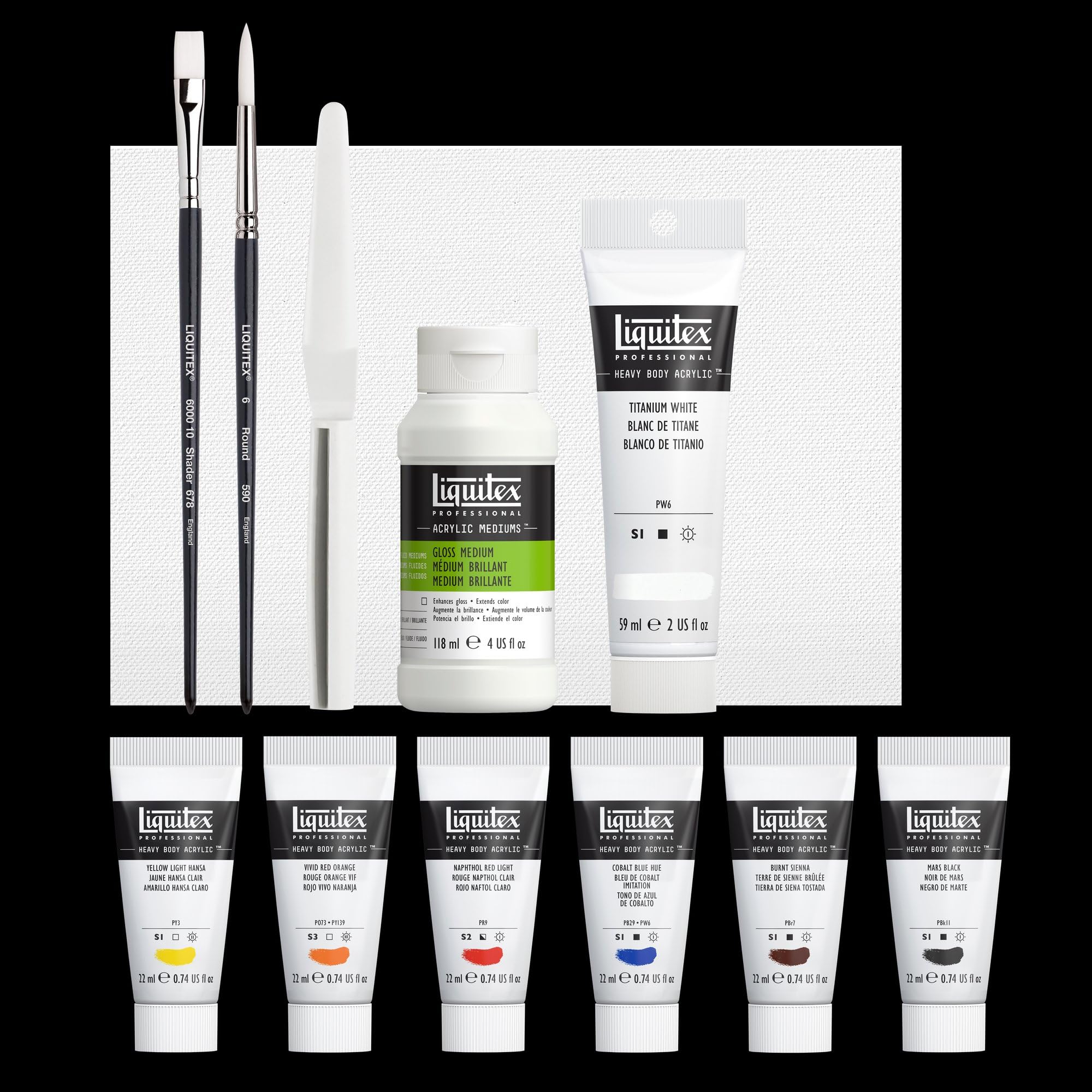 Liquitex 3699313 Professional Heavy Body farba akrylowa o doskonałej odporności na światło w maślanej konsystencji, zestaw startowy – 6 kolorów w tubkach 22 ml