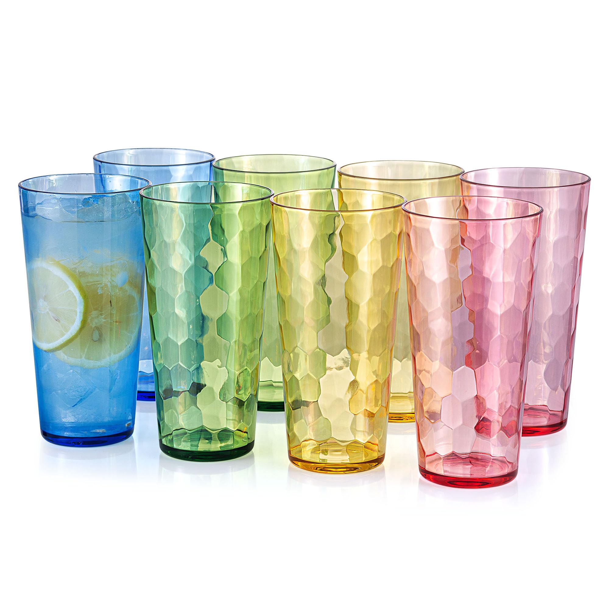 KOXIN-KARLU Mixed Drinkware 26-ounce Plastic Tumbler Acrylic Water Glasses set of 8 Multicolor