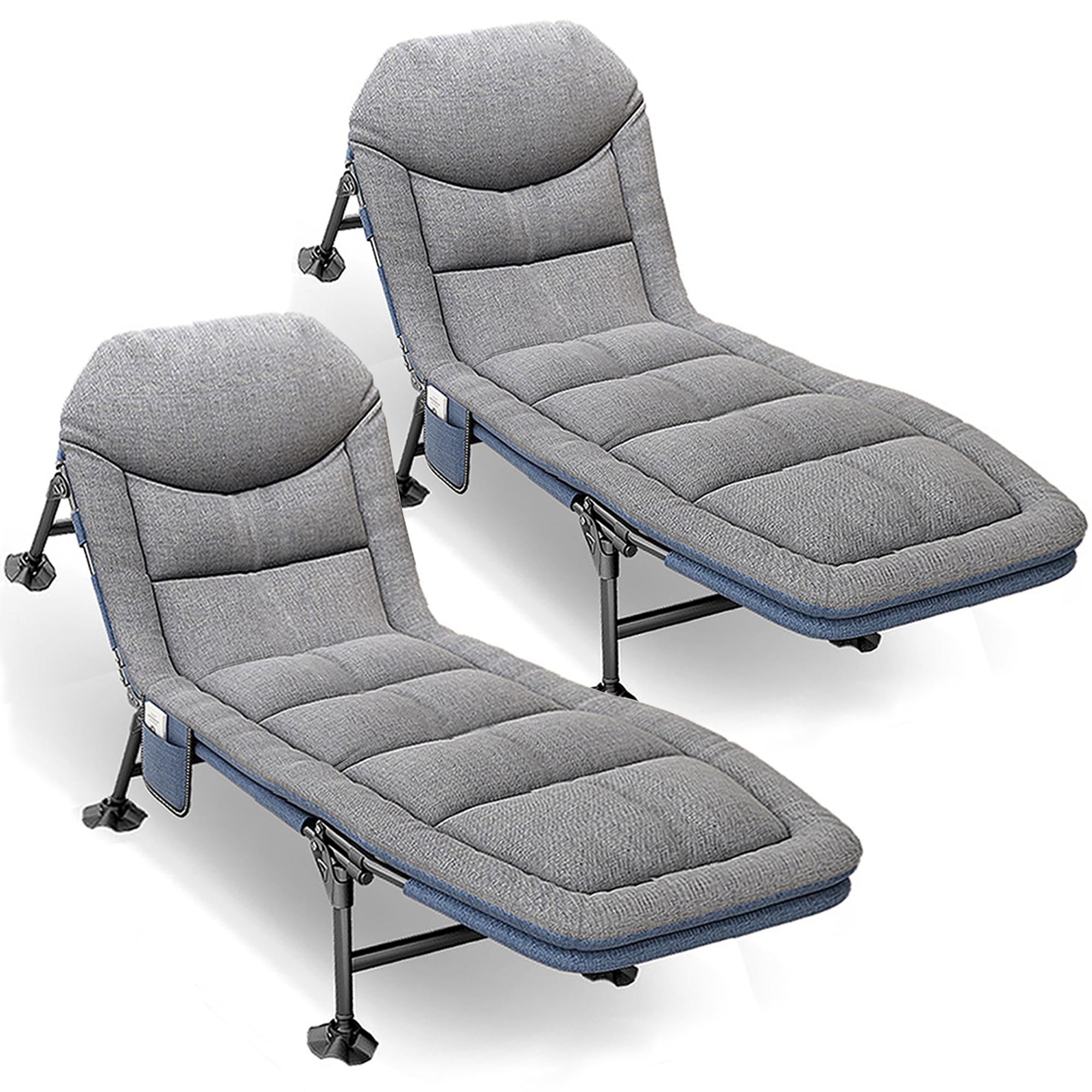 Set di 2 Brandina da Campeggio, Lettino da Campeggio per Adulti - Portatile Letto da Camping Leggero Pieghevole, Sdraio da Giardino per Esterno Terrazzo, 190x65x30cm, Caricabile Fino a 160 kg