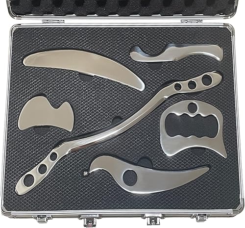 Miniatura 10 de IASTM Tool Gua Sha - Juego de 6 raspadores musculares de acero inoxidable para terapia de tejidos blandos y reducir brazos, piernas, espalda