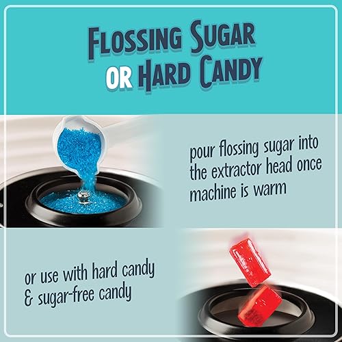 Miniatura 5 de Nostalgia - Máquina clásica de algodón de azúcar para encimera, manual, fabricante de caramelos retro vintage incluye 2 conos reutilizables y Agua