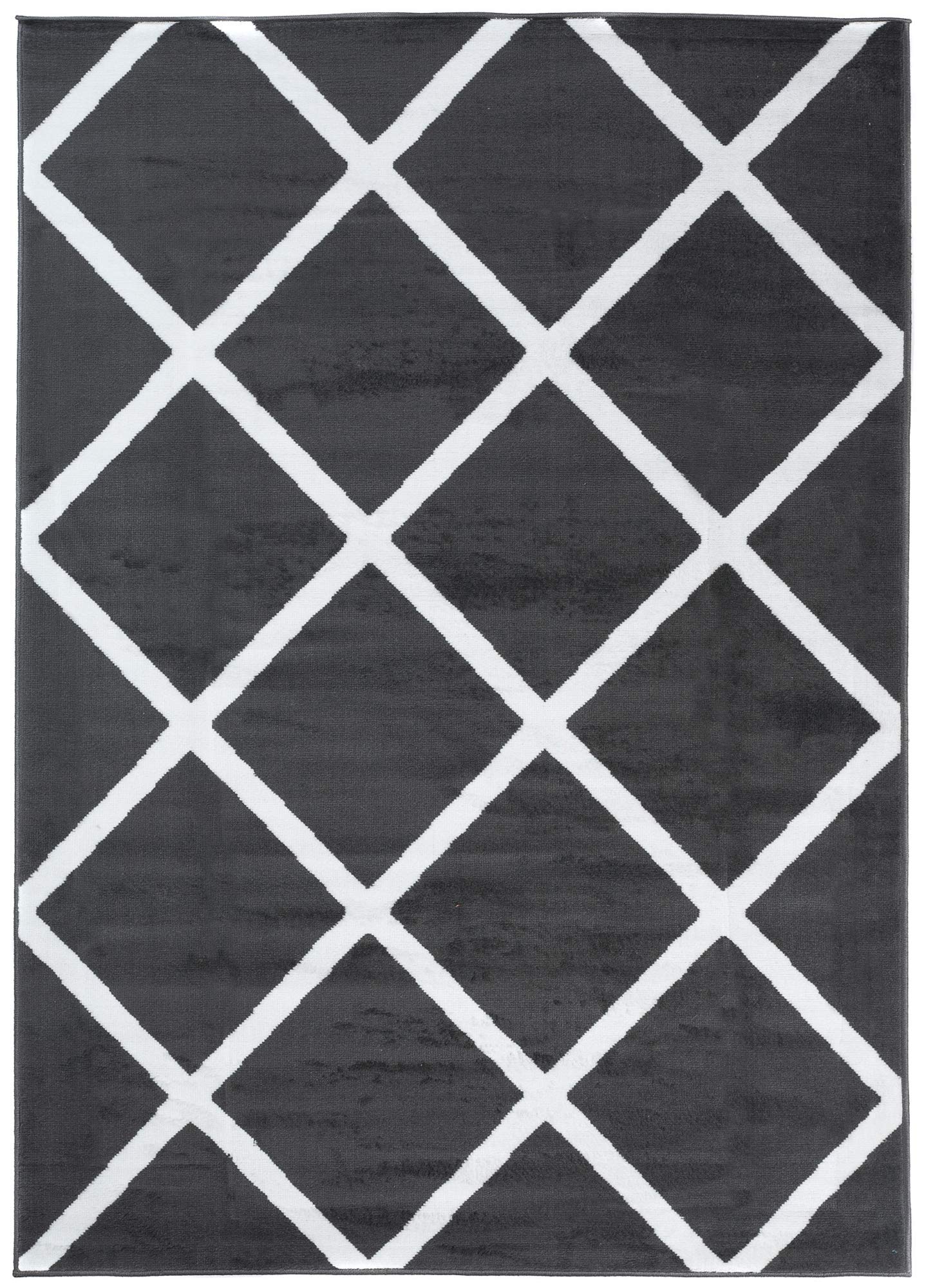 TAPISO Luksusowy dywan z krótkim włosiem, ciemnoszary, biały, nowoczesny, geometryczny, kratka, wzór kwadratowy, do salonu, Ökotex 250 x 300 cm