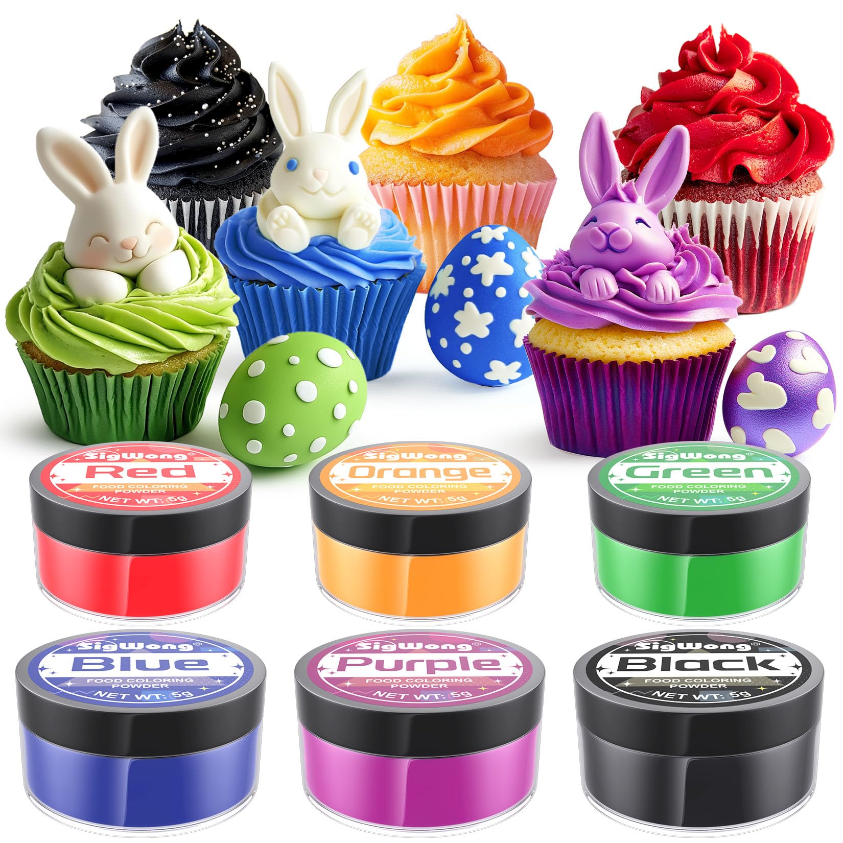 Food Coloring Powder - 6 Colors Vibrant Powdered Edible Food Coloring, Upgraded Food Grade Food Dye Powder for Baking, Cake Decorating, Cookies, Icing, Cooking, Slime Making Kit and DIY Crafts -