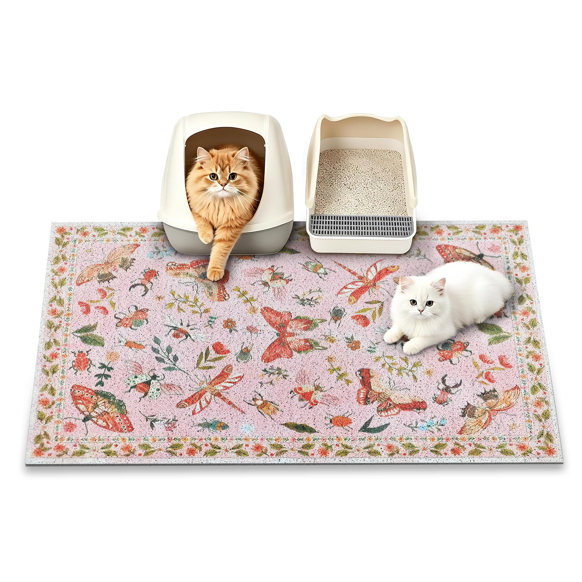 YOSEPATI Cat Litter Mat, 89x58cm Large Litter Mat,Cute Decor Kitty Box Mats