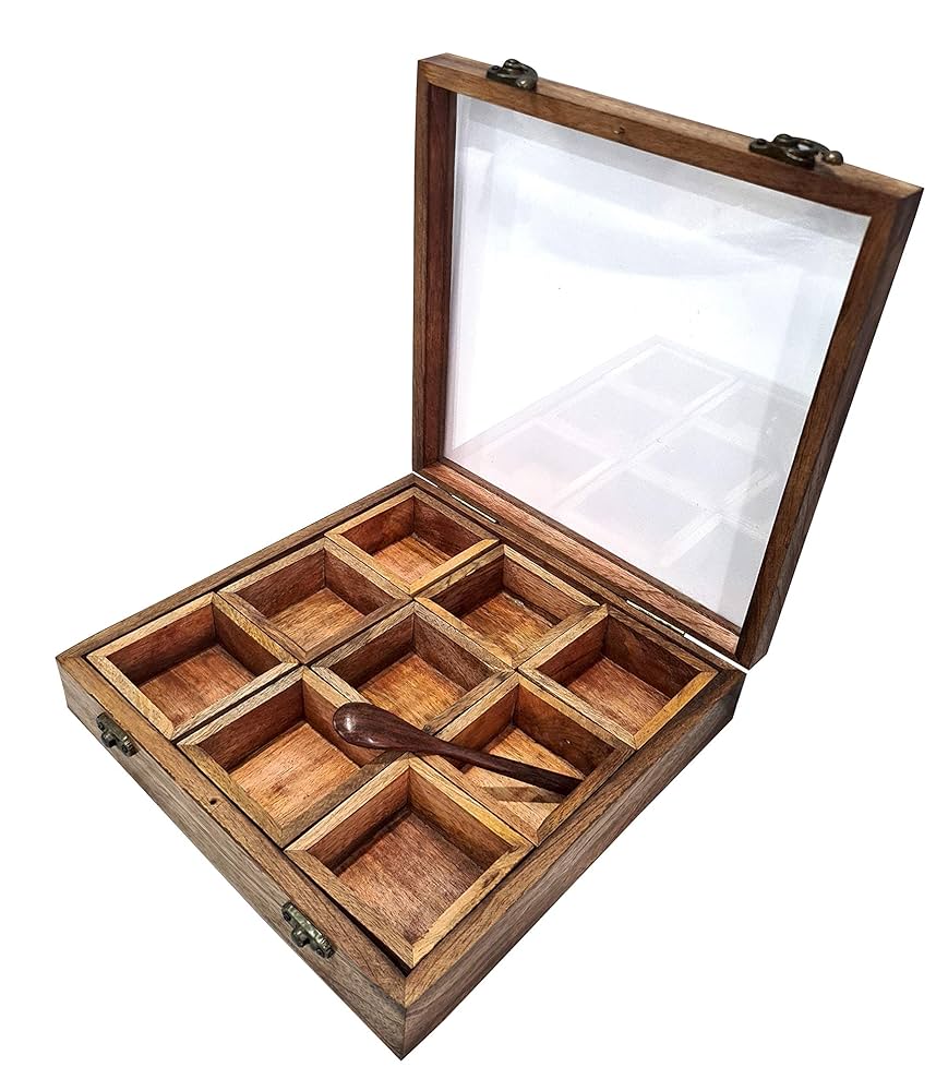 ヴィンテージスパイスボックス Amazon.co.jp: ヴィンテージスタイル 木製スパイスボックス 9個