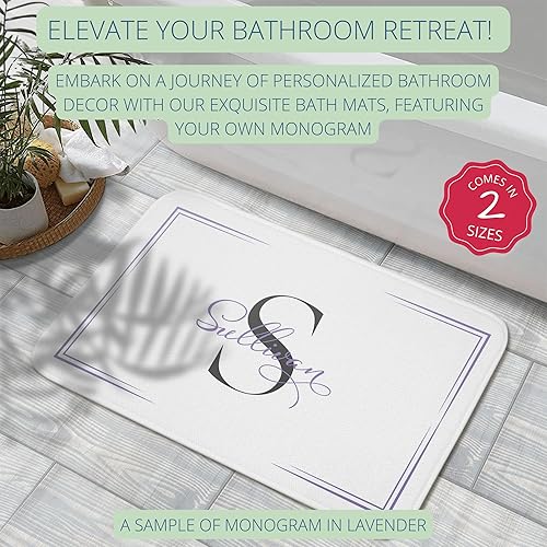 Miniatura 2 de Tapete de baño personalizado con monograma, tapete de baño de espuma viscoelástica de secado rápido personalizado con tu nombre e iniciales, tapete