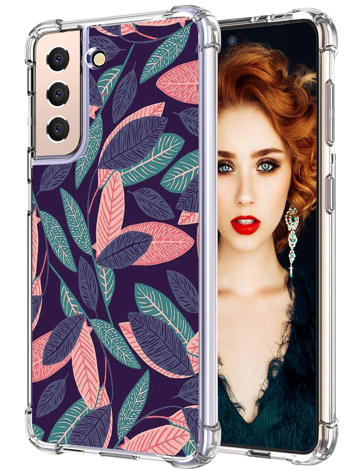 Compatible with Samsung Galaxy S21+ 5G Case Clear Slim Silicone Phone Case Marble TPU Galaxy S21+ 5G Back Cover Full Body Protector Airbag Flower Protective Cases for Samsung Galaxy S21+ 5G 6.7 Zoll