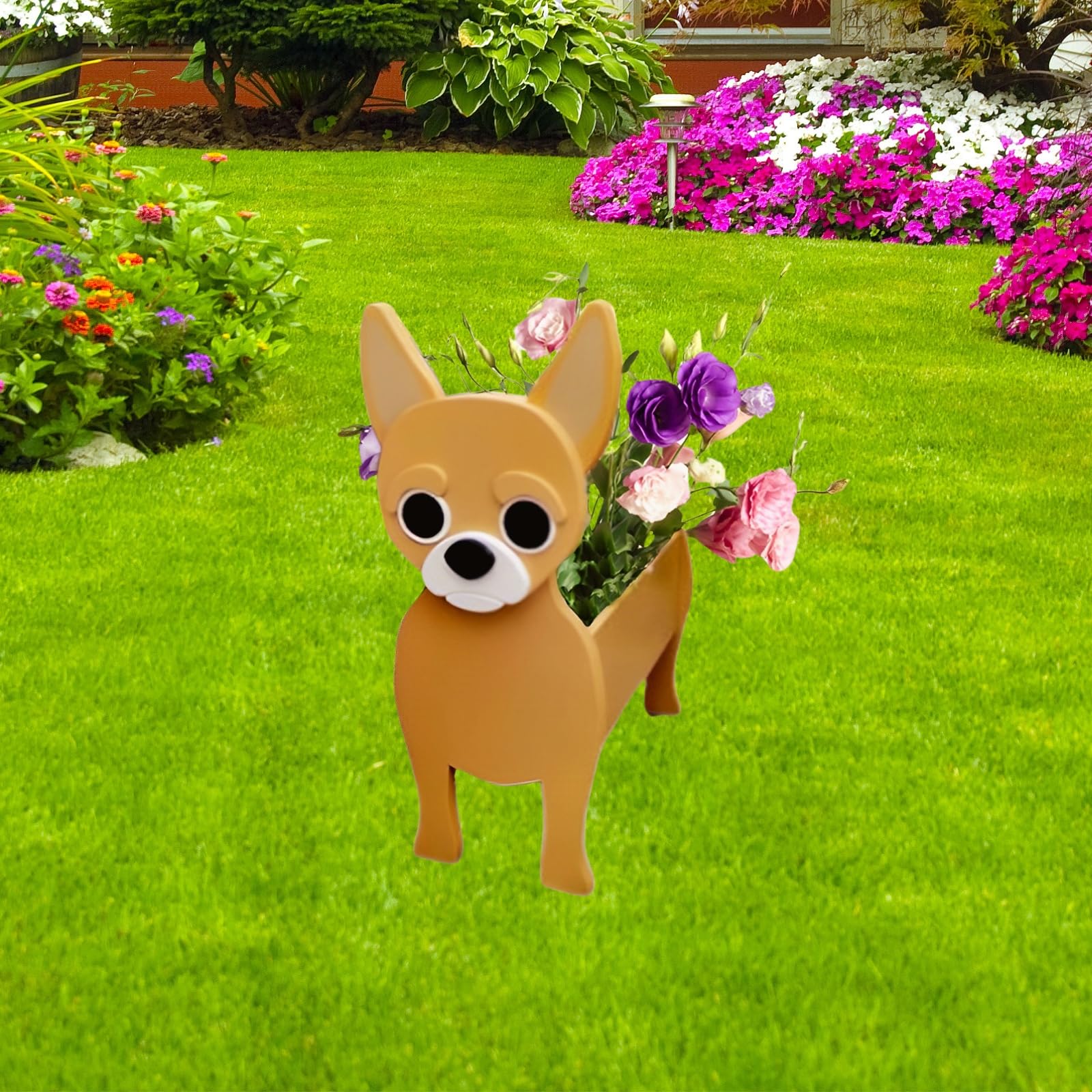 strolfay Yellow Chihuahua Dog Planter Plant Pots,Cute Dog Flower Planter,Gifts for Pet Lovers,Unique Animal Plant Pots,Office,Indoor Outdoor Garden Decor(9.45 * 5.91 * 13.46in)