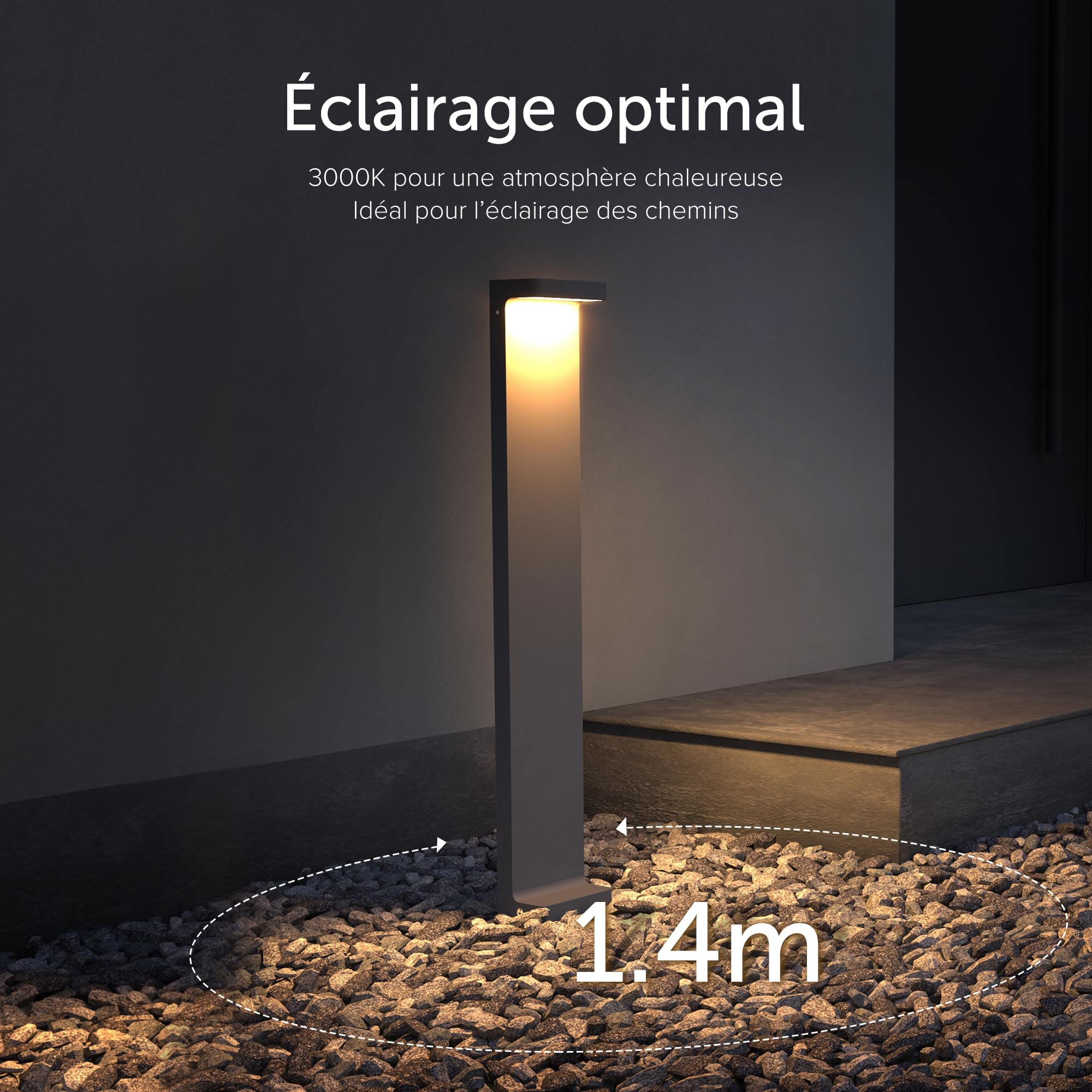 doporro Lampe Extérieure sur Pied LED 6W Gris Lampe de Chemin Jardin 60cm