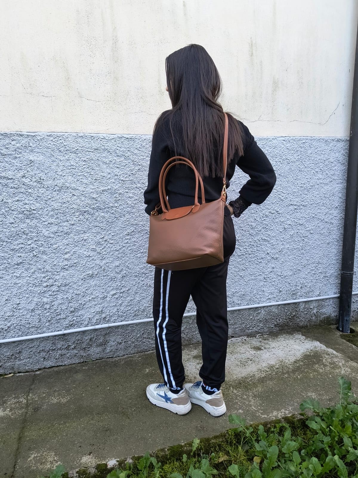 Bolso de mujer de piel auténtica – bandolera y asas, elegante bolso de mano hombro y bandolera – Estilo casual chic, Giuly