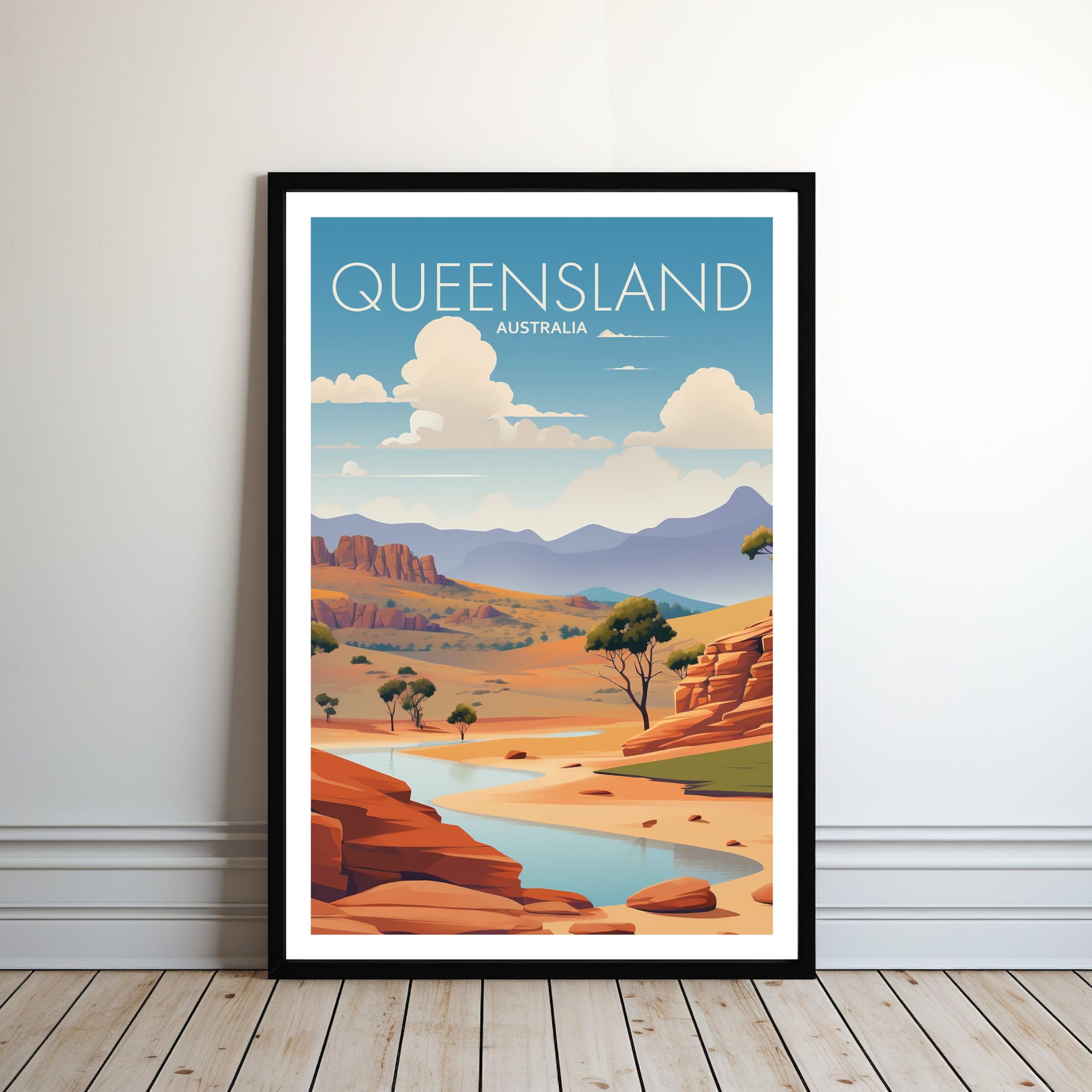 Queensland Travel Poster, Australian State, Traditional StyleArt