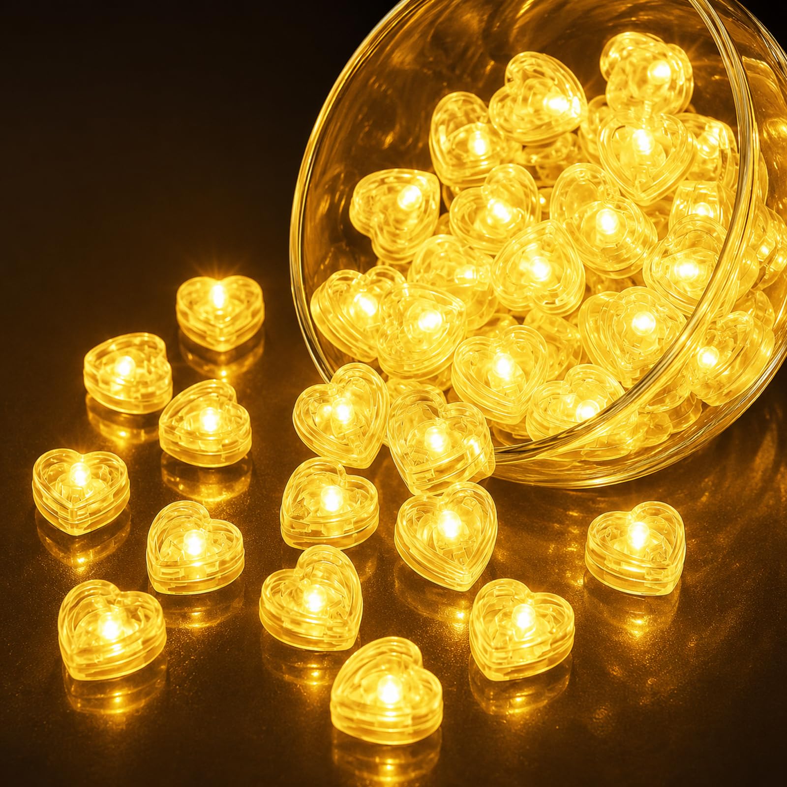 ALEGRE® LED Balloon Lights, Pack of 50 Mini LED Lights, Heart LED Balloon Lights, Warm White Glow Balls Balloon Light for Paper Lantern, Balloons, Birthday, Wedding, Christmas Decoration, Halloween