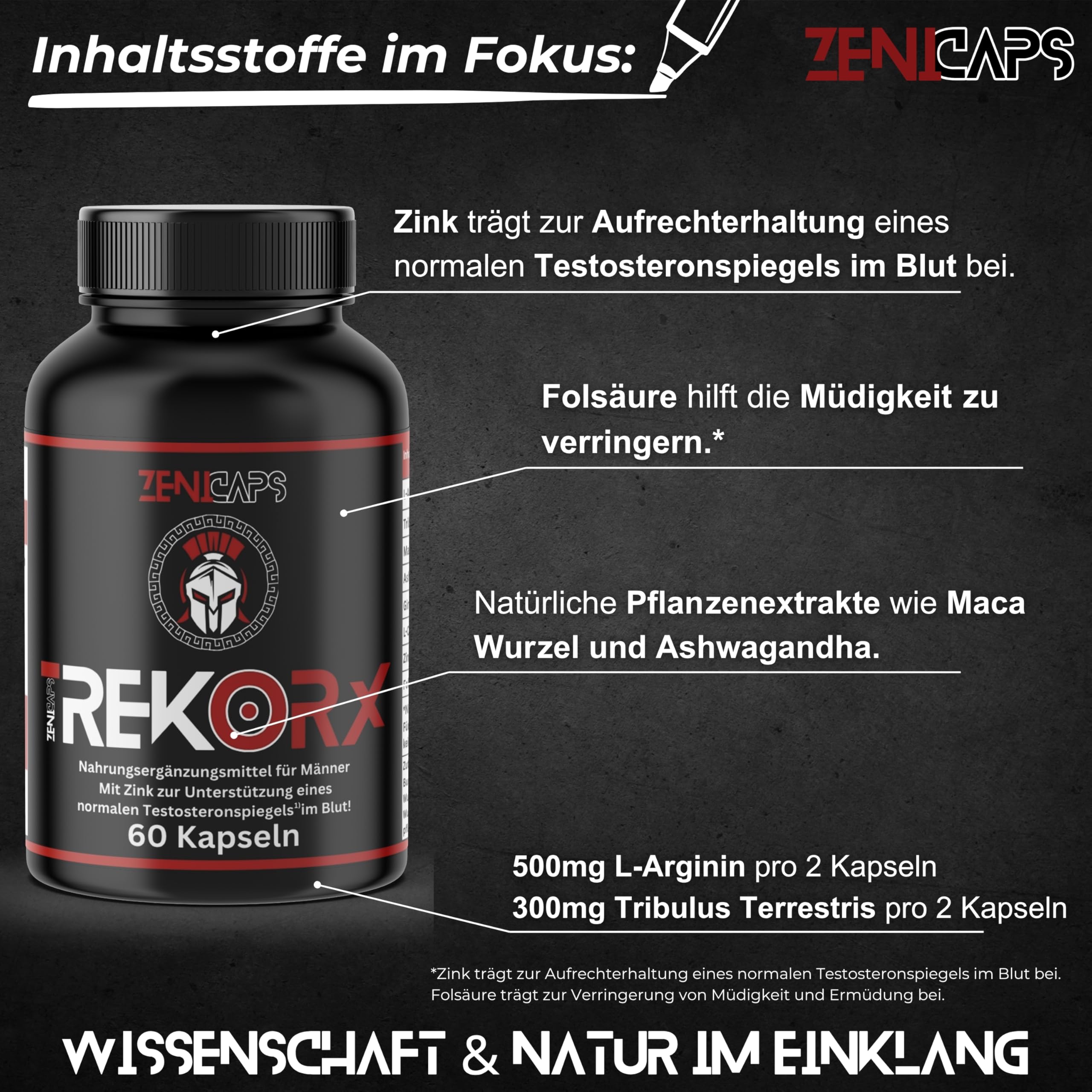PRO Series REK ORX Kapseln Original | Für den aktiven Mann – mit Zink für den Testosteronspiegel* | Einfache Anwendung | mit L-Arginin, Tribulus Terrestris, Maca, Ashwaganda