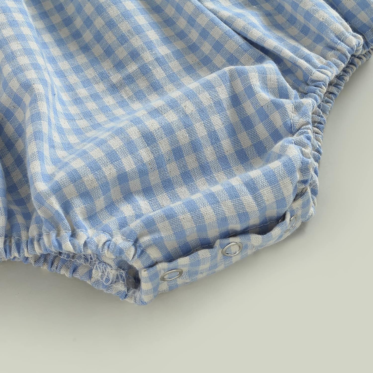 Infant Baby Girl Summer Outfit Plaid Romper Boho Short Sleeve Ruffle Bodysuit with Headband Clothes - Image 7