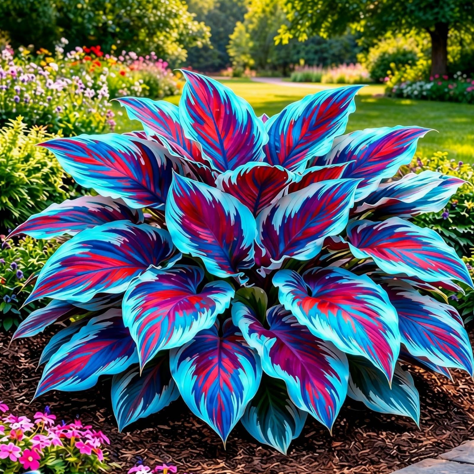Perennial Hosta Bulbs, Fragrant Flowers, Suitable for Garden Plants, Landscape Design, Indoor and Outdoor Potted Plants-6 Bulbs-E