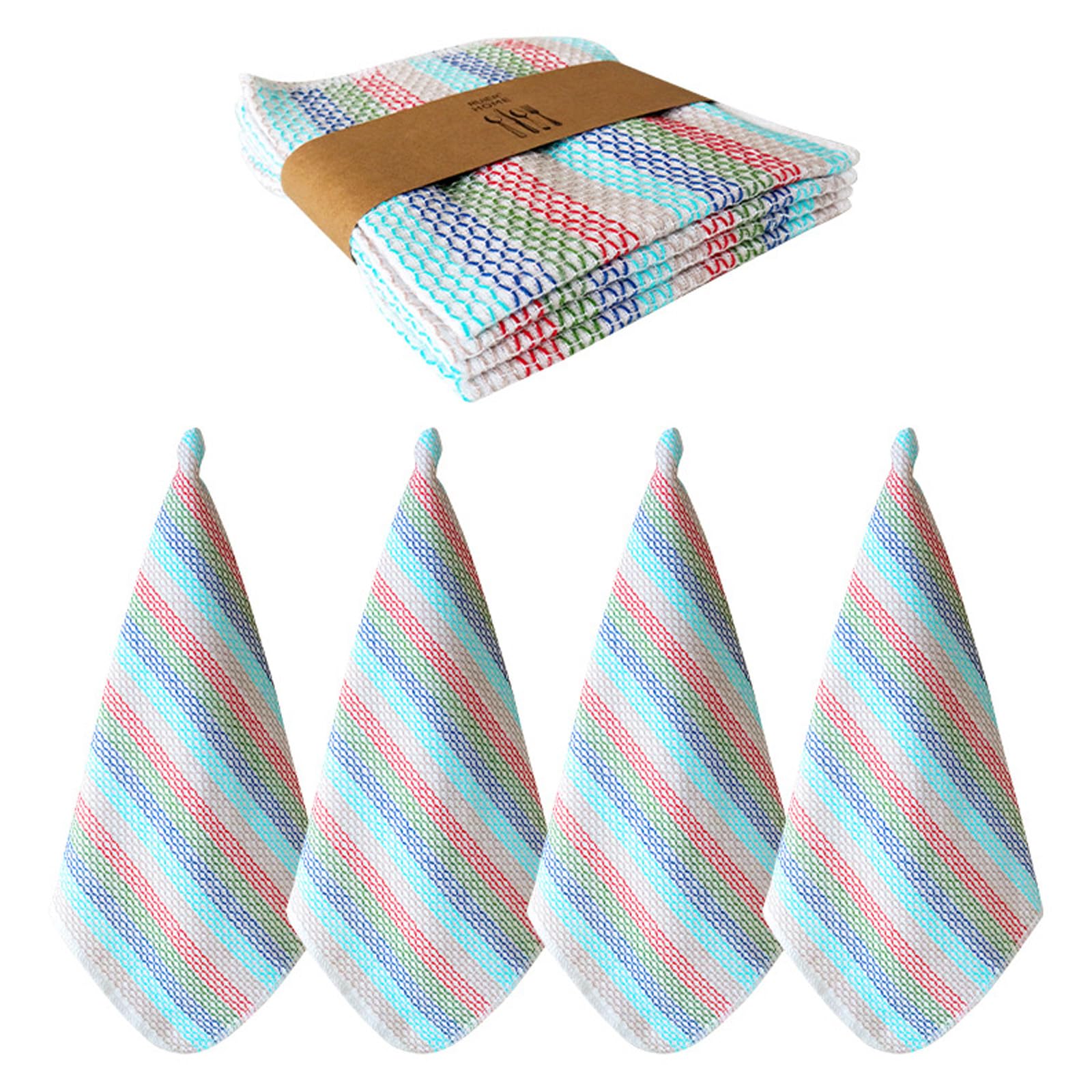 Jazuaiao 4Pcs Soft Absorbent Cotton Kitchens Towels Quick Drying Dishwashing Cloths Cleaning Rag for Glassware Surfaces Cotton Kitchens Towels