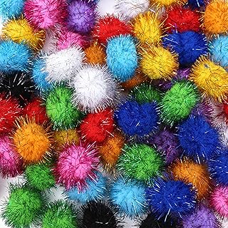Muluo 70 Pcs Sparkle Balls, 1.8 Inch Tinsel Sparkle Balls Cat Pet Toy Balls Plush Glitter Balls for DIY Crafts, Pet Cat Kittens Toy Supplies, Color Random