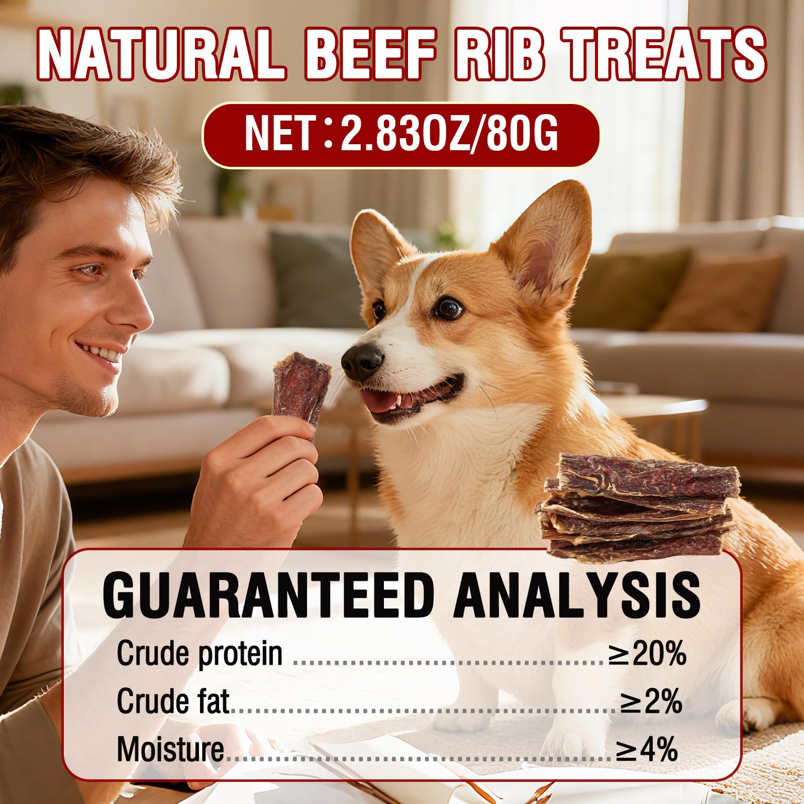 Friandises pour Chiens à Base d'œsophage de bœuf, friandises à mâcher saines, entièrement Naturelles et à ingrédient Unique pour Chiens, Riches en protéines et Longue durée,80G (80 G)