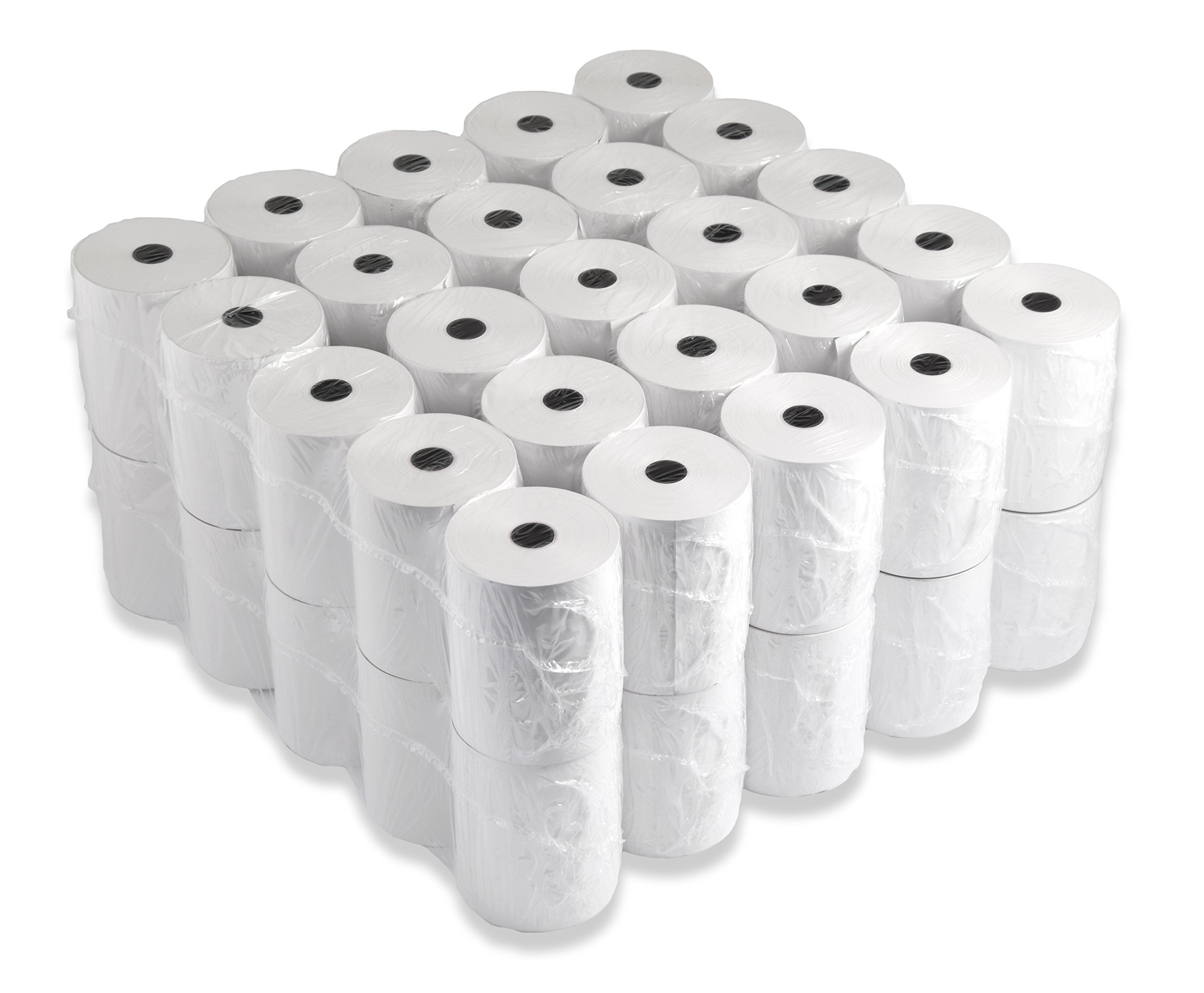 50 BPA-freie Thermorollen aus hochwertigem 48 g/m² Premiumpapier für Kassensysteme und Thermodrucker. Format: 80 mm Breite, 50 m Länge, Rollendurchmesser 57 mm, Hülse 12 mm