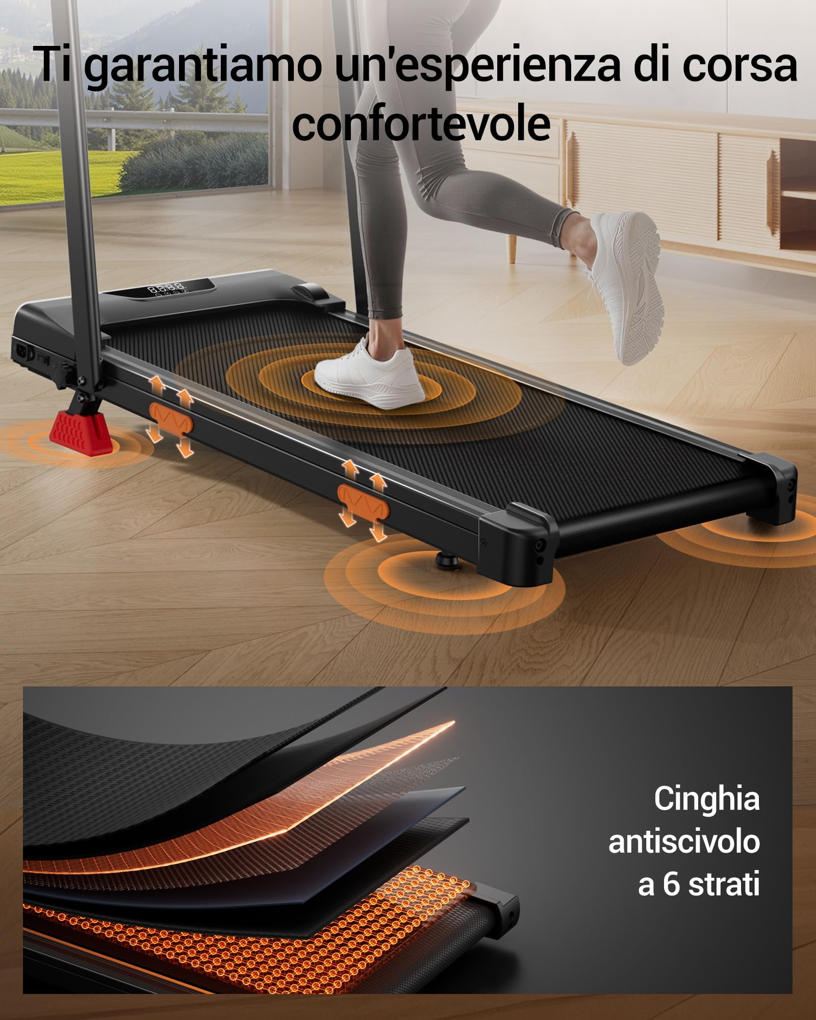 LONTEK Tapis Roulant Salvaspazio Pieghevole 10KM/H, Triplo Ammortizzamento | 16% Tapis Roulant Pieghevole Salvaspazio, 3.0HP Tapirulan Elettrico Offerte Pieghevole, Treadmill Walking Pad, Portata 136 KG