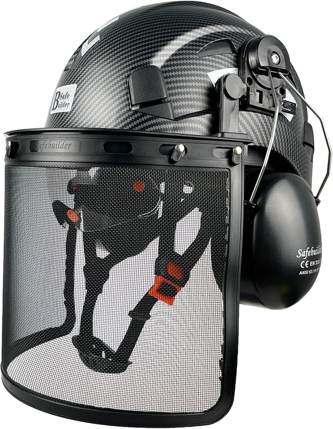 Forestry Safety Helmet with Build-in Visor Mesh Face Shield Ear Muffs 4 in 1 Chainsaw Safety Hard Hats