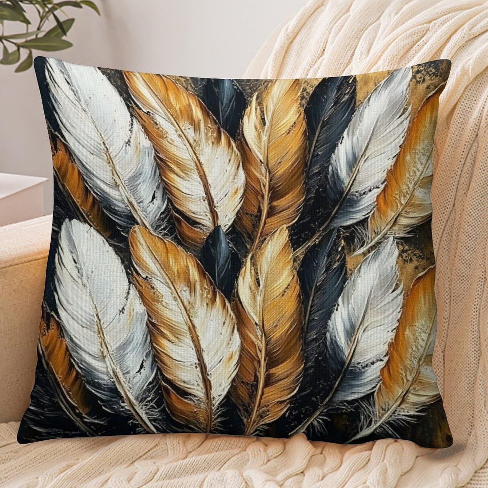 Fekiloot Style Feather Pillowcase Pillow Sham Pillow Case