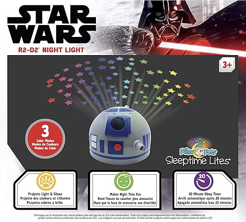 Miniatura 4 de Pillow Pets Star Wars R2-D2 Sleeptime Lite - Luz nocturna de 11 pulgadas, color azul