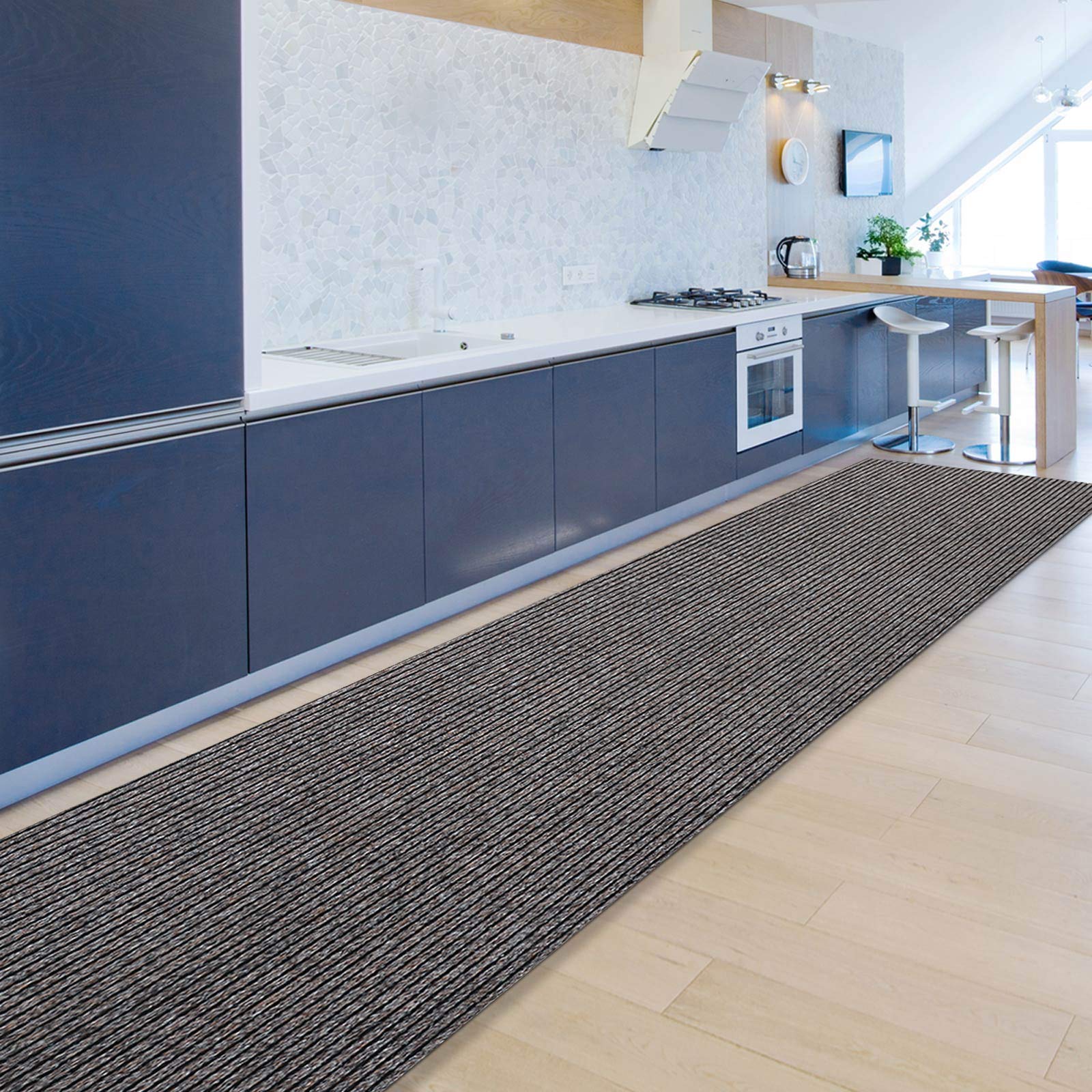 Floordirekt Beige Granada Kitchen Runner, Floor Mat For Kitchen And Hallway, Modern Non-Slip Carpet Runner Rug Mat With Ribbed Structure, Absorbent Pile (, 80 X 400 Cm)