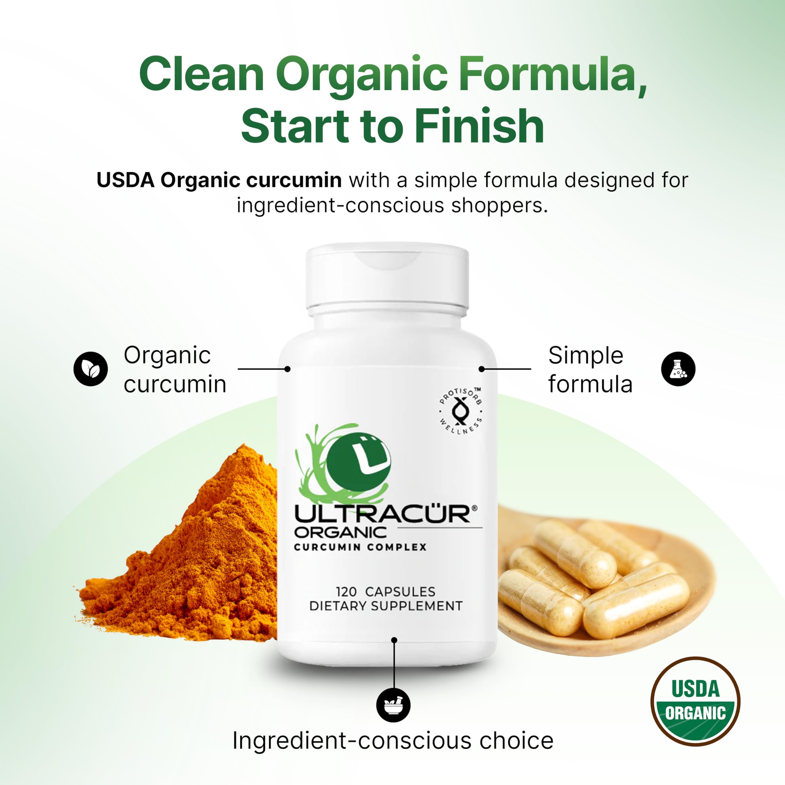 UltraCur Organic USDA Certified Turmeric Capsules - The Curcumin You Can Feel!™ - Turmeric Curcumin Supplement for Optimal Health and Joint Support (120 Count) - Organic Turmeric Supplement Capsules — Amazon image 7