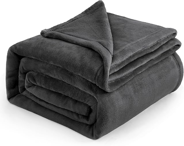 Bedsure Fleece Blanket King Size - Versatile Blanket for Bed Fluffy Soft Extra Large Throw, Dark Grey, 270x230cm