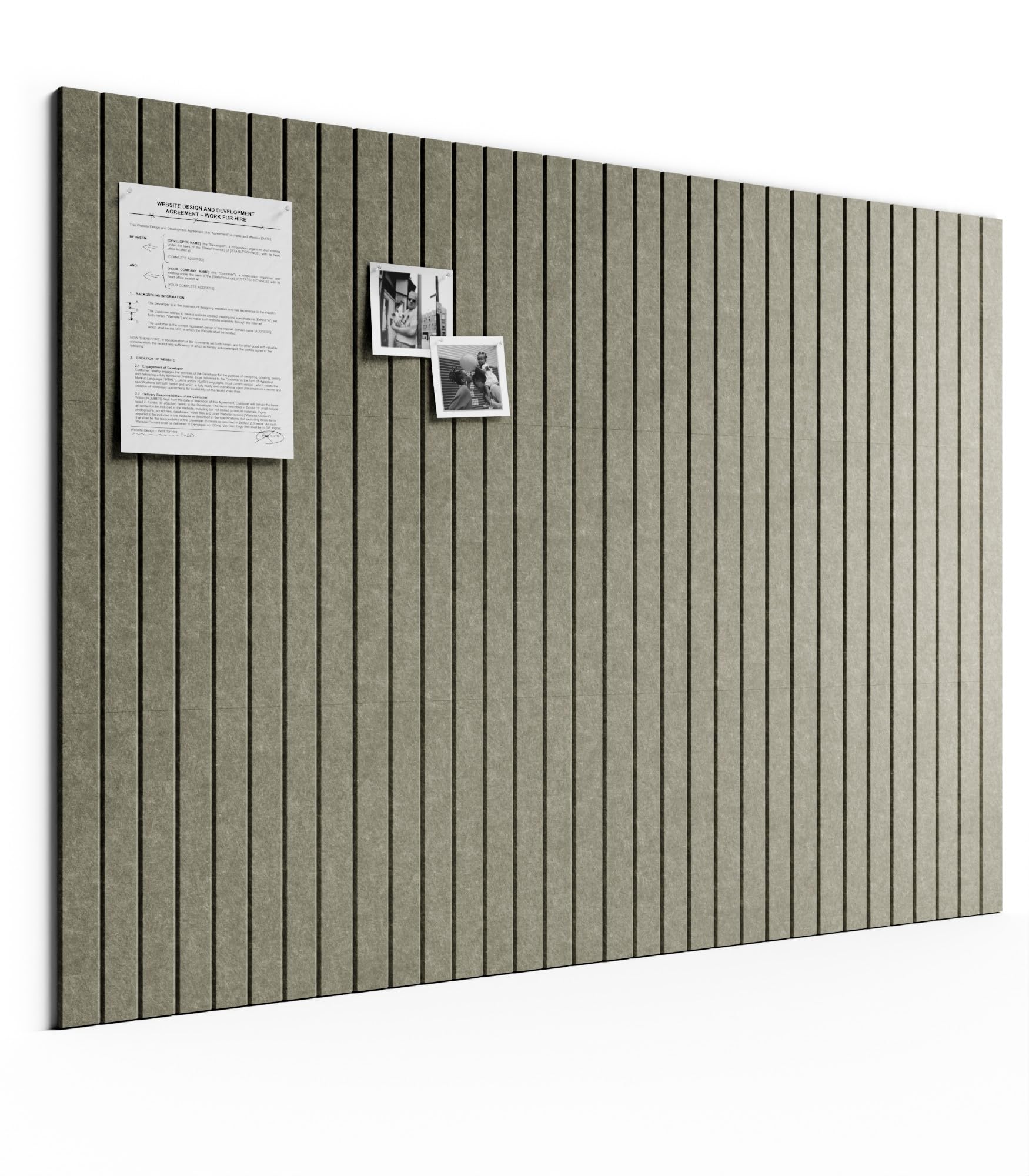 Bumusty Large Cork Board Alternative-48 x 36" Felt Bulletin Board Tiles, with 30 Pushpins, 70 Adhesive Tabs, 12-Pack Slat Wall Paneling, Cork Boards for Office Push Pin Board Felt Board-Earth Brown